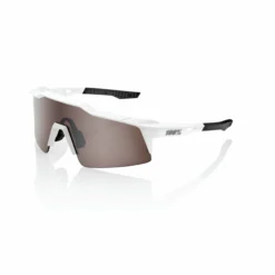 100% SPEEDCRAFT SL Matte White Sunglasses with HiPER Silver Multilayer Mirror Lens - UV Protection, Lightweight & Durable