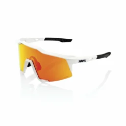 100% SPEEDCRAFT Sunglasses - Soft Tact Off White Frame with HiPER Red Multilayer Mirror Lens