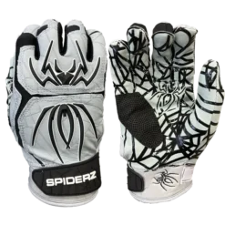 2023 Spiderz HYBRID Batting Gloves - Silver/Black | Premium Baseball & Softball Gloves