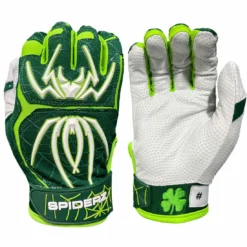 2023 Spiderz Limited Edition 'Lucky' ENDITE Batting Gloves - Dark Green/Kelly Green/White | Premium Baseball & Softball Gloves