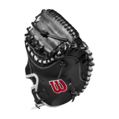 2022 Wilson A2000 M1DSS 33.5" Catcher's Mitt: WTA20RB22M1DSS - Premium Baseball Glove for Catchers -Fielding Gloves Sales WBW100401 2 A2000 M1D C 335 Black White Red.png.cq5dam.web .1200.1200
