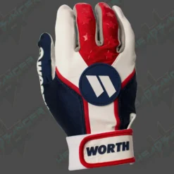 Worth Adult Red, White, and Blue Team Batting Gloves - WBATGL-RWB | Premium Baseball Gloves -Fielding Gloves Sales WORTHBGRWB
