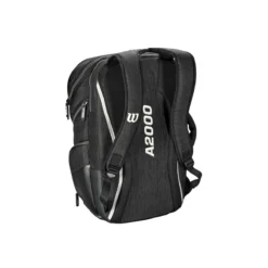 Wilson A2000 Players Backpack Bat Bag - Premium Baseball & Softball Equipment Bag (Model: WTA2000) -Fielding Gloves Sales WTA20BPBL 3 Wilson A2000 Backpack Black Silver Back.png.cq5dam.web .1200.1200