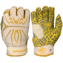 2021 Spiderz HYBRID Small Batch Batting Gloves: White/Gold | Premium Baseball & Softball Gloves