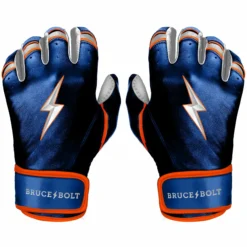 Bruce Bolt PREMIUM PRO NIMMO Short Cuff Batting Gloves - Blue | High-Performance Baseball Gloves